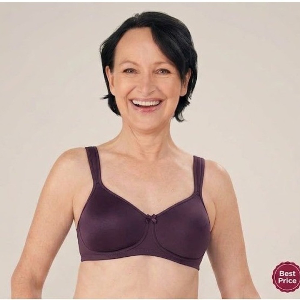 Amoena Mara Mastectomy Bra Womens 32D Purple Padded Wireless 44023